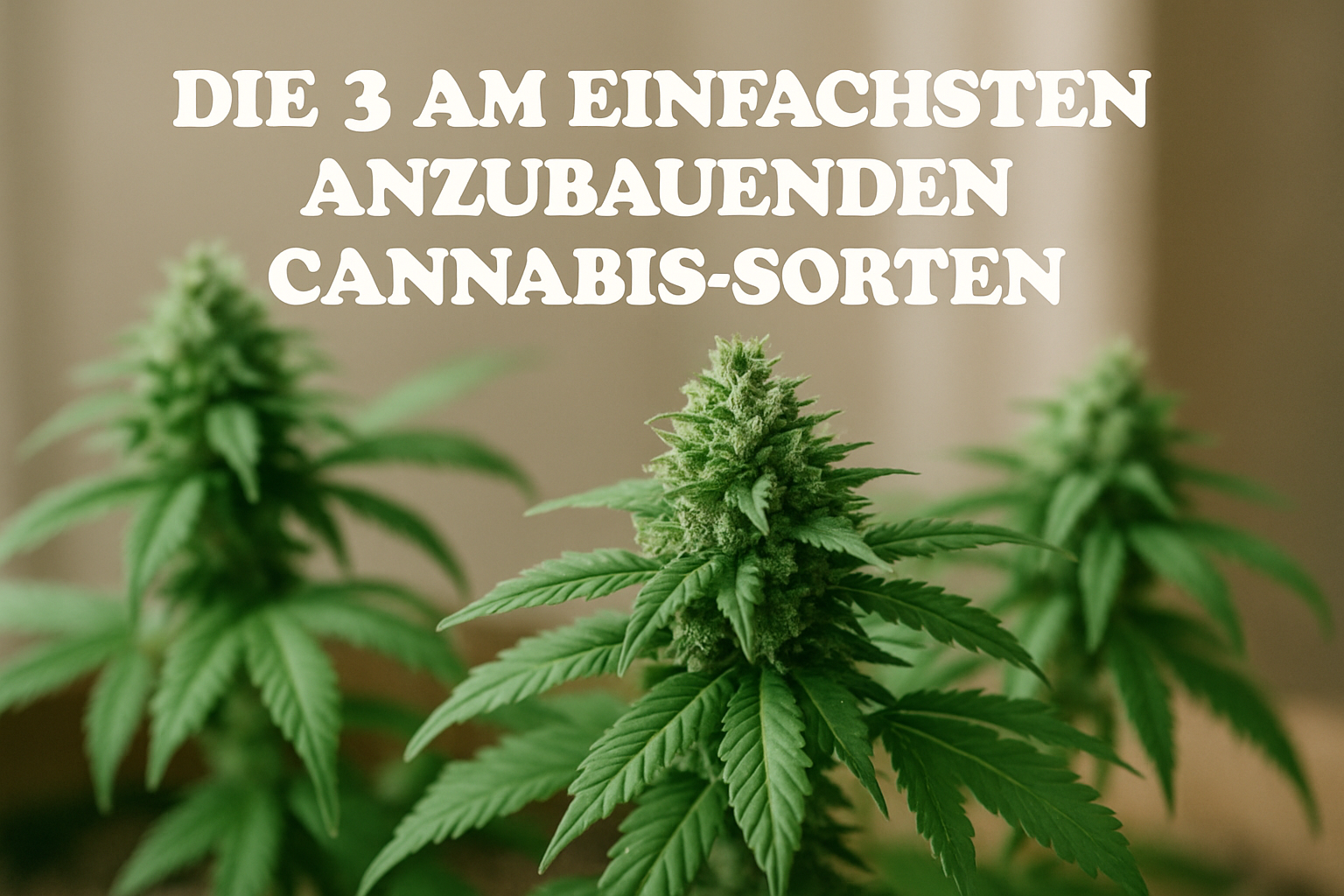 Bild von drei einfachen Cannabis-Sorten zum Anbauen: Northern Light, White Widow und Blue Dream, ideal für Anfänger im Eigenanbau.